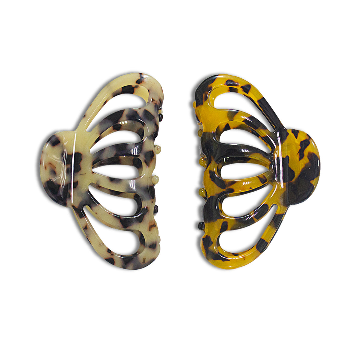 Cellulose Acetate French Hair Claw Clips - 3.3" Medium Tortoiseshell Leopard Barrettes (2-Pack with Gift Pouch, Classic Amber & Blonde Tortoise)