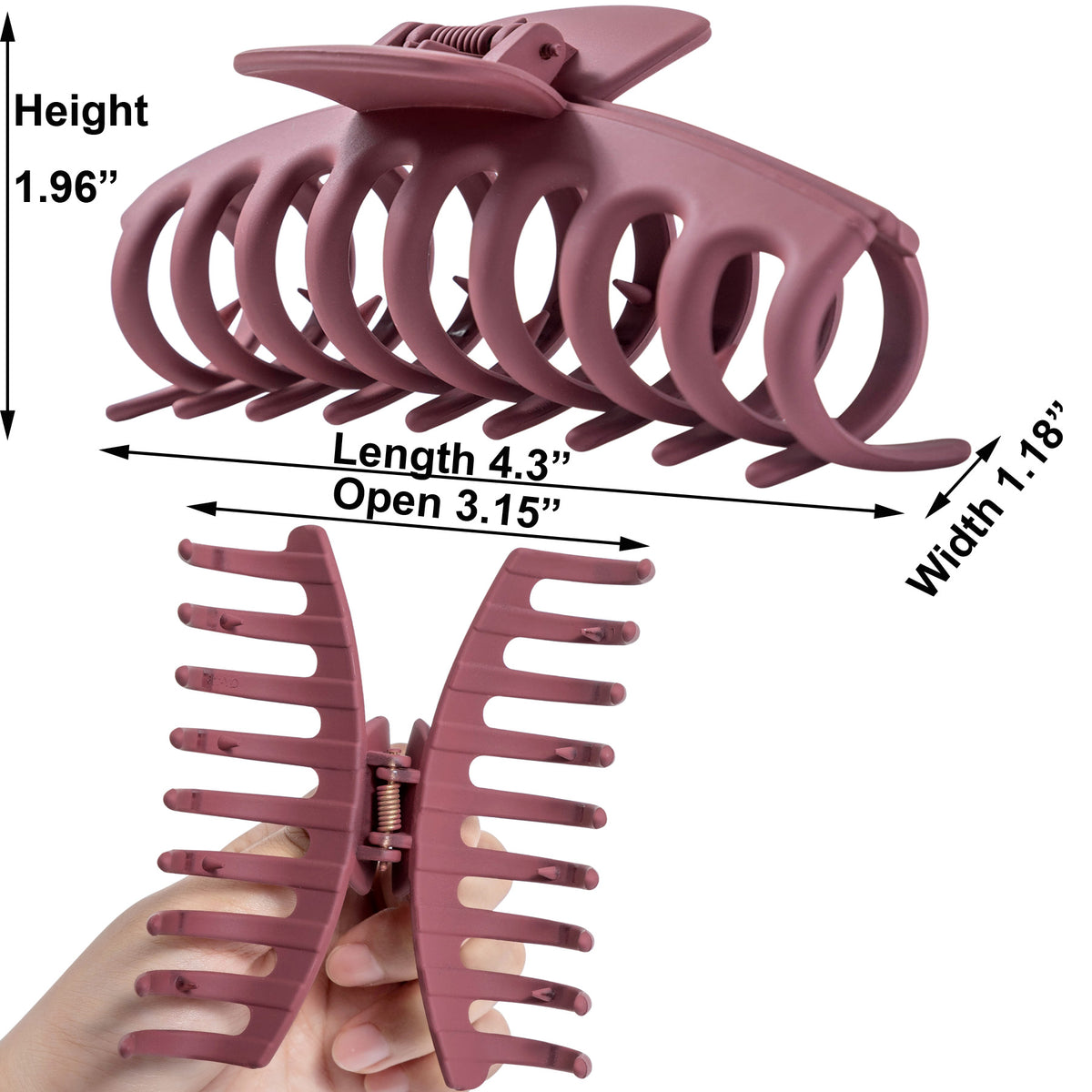 Large Matte Burgundy Hair Claw Clips - Wine Red Non-Slip Barrettes for Thick Hair (3-Piece Set with Black Velvet Gift Pouch)