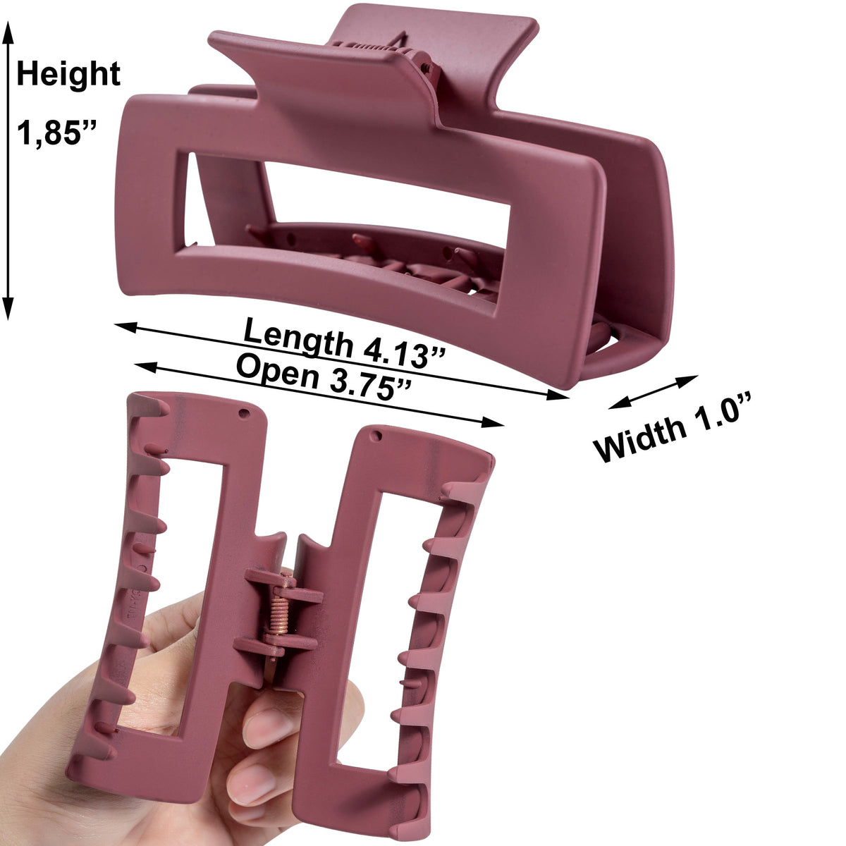 Large Matte Burgundy Hair Claw Clips - Wine Red Non-Slip Barrettes for Thick Hair (3-Piece Set with Black Velvet Gift Pouch)