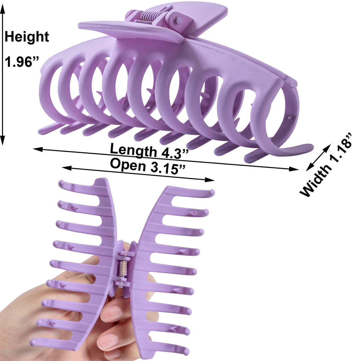 Large Matte Lavender Hair Claw Clips - Pastel Purple Non-Slip Barrettes for Thick Hair (3-Piece Set with Black Velvet Gift Pouch)