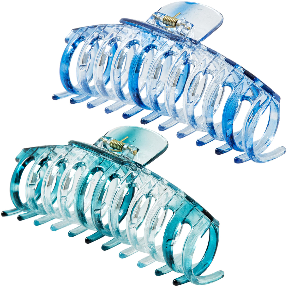 Jumbo 5.5" Glossy Hair Claw Clips for Thick Hair - Extra Large Non-Slip Jaw Clips (2-Piece Set - Cobalt Blue & Ocean Teal)