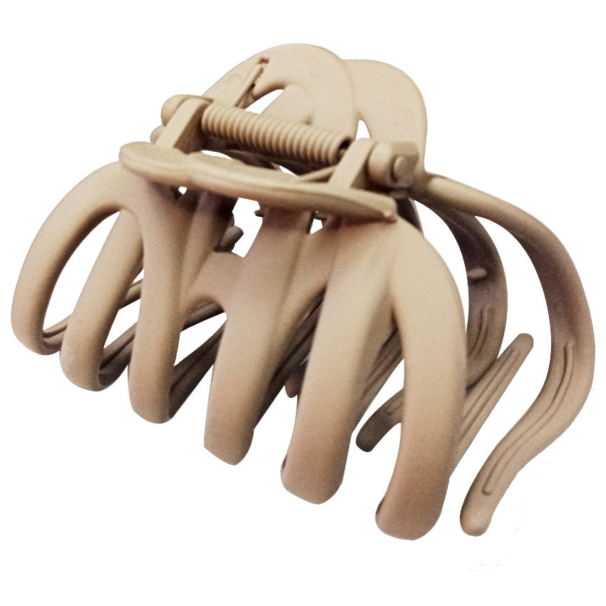 Matte Octopus Hair Claw Clips - 3.94" Large Non-Slip Neutral Hair Barrettes for Thick Hair (4-Pack, Matte Black, Brown, Beige & Cream)