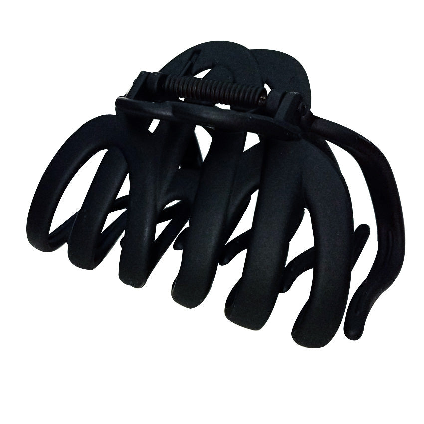 Matte Octopus Hair Claw Clips - 3.94" Large Non-Slip Neutral Hair Barrettes for Thick Hair (4-Pack, Matte Black, Brown, Beige & Cream)