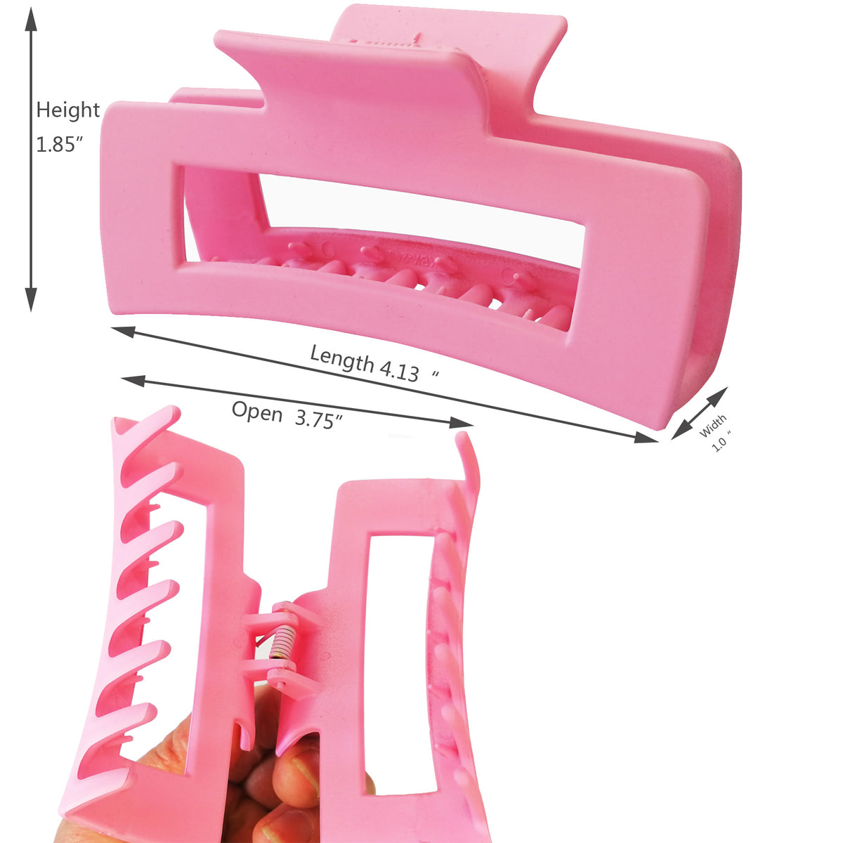 Large Matte Pastel Pink Hair Claw Clips - Aesthetic Non-Slip Barrettes for All Hair (3-Piece Set with Black Velvet Gift Pouch)