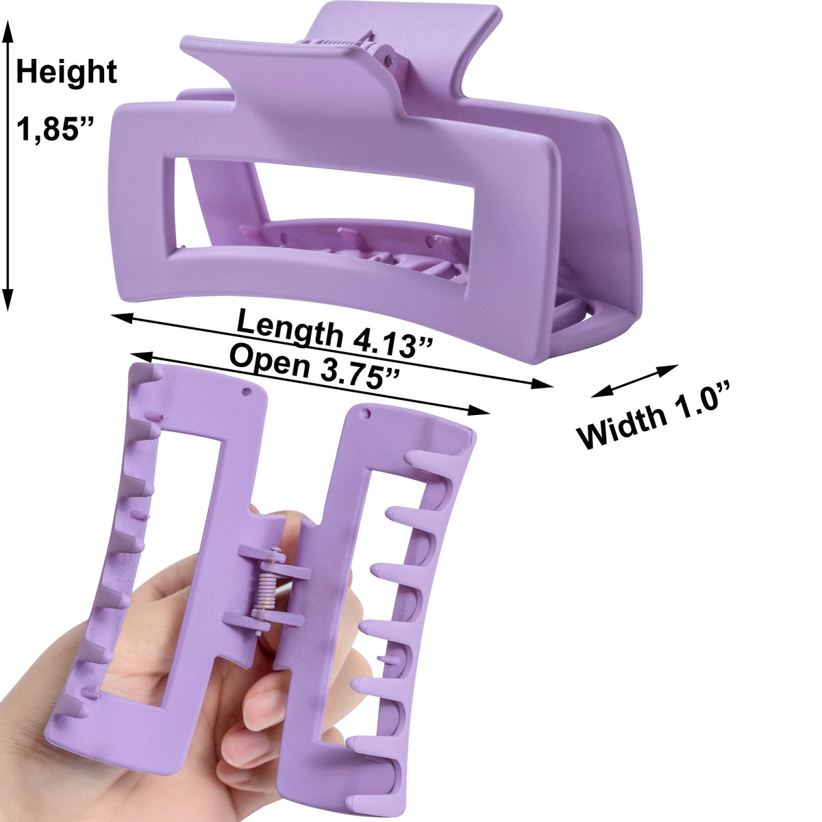 Large Matte Lavender Hair Claw Clips - Pastel Purple Non-Slip Barrettes for Thick Hair (3-Piece Set with Black Velvet Gift Pouch)