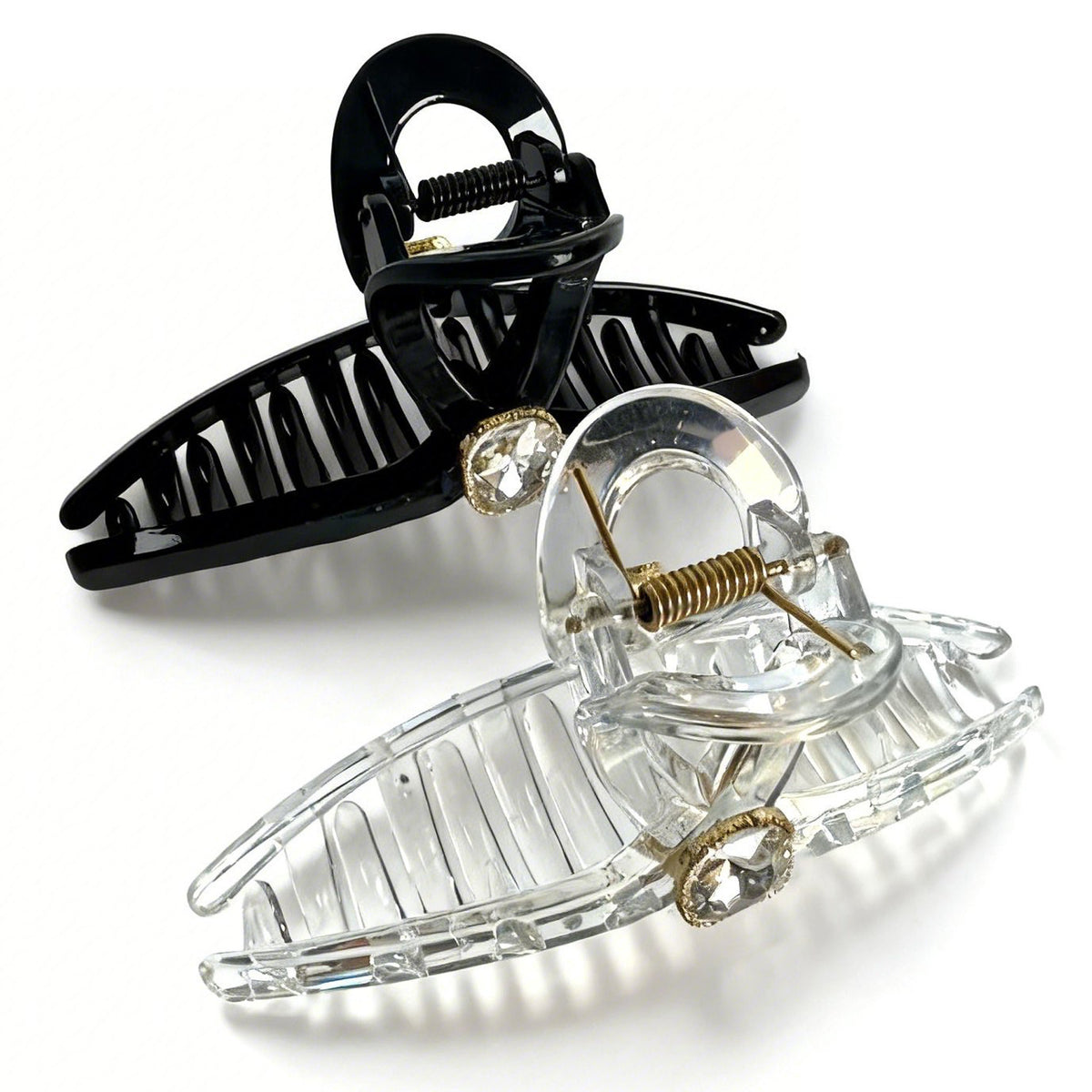 Sparkling Crystal Hair Claw Clips - 4.3" Large Non-Slip Butterfly Hair Clamps (2-Pack)