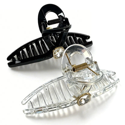 Sparkling Crystal Hair Claw Clips - 4.3" Large Non-Slip Butterfly Hair Clamps (2-Pack)