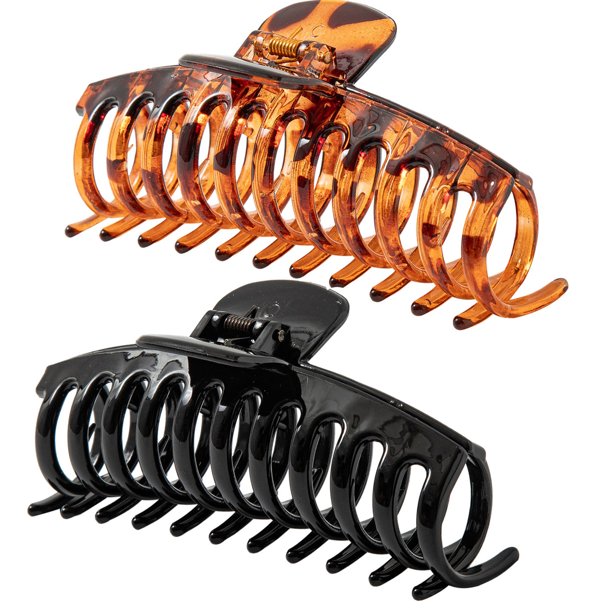 Jumbo 5.5" Glossy Hair Claw Clips for Thick Hair - Extra Large Non-Slip Jaw Clips (2-Piece Set - Jet Black & Classic Tortoiseshell)