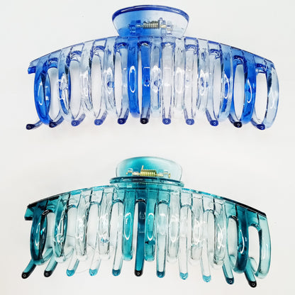Jumbo 5.5" Glossy Hair Claw Clips for Thick Hair - Extra Large Non-Slip Jaw Clips (2-Piece Set - Cobalt Blue & Ocean Teal)