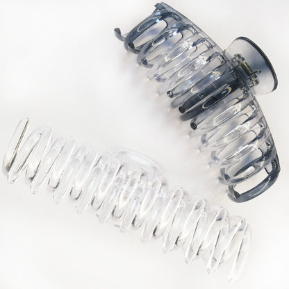 Jumbo 5.5" Glossy Hair Claw Clips for Thick Hair - Extra Large Non-Slip Jaw Clips (2-Piece Set - Crystal Clear & Smoky Clear)