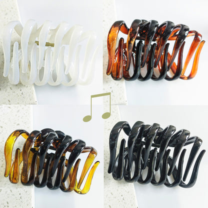 Large Octopus Hair Claw Clips - 3.74" French Spider Hair Barrettes for Thick Hair (4-Pack, Black, Amber, Mahogany Tortoise & Pearl White)