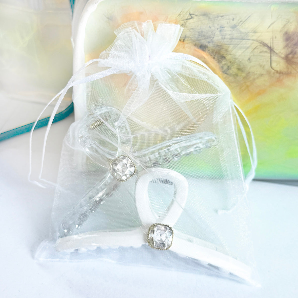 Sparkling Crystal Hair Claw Clips - 4.3" Large Non-Slip Butterfly Clamps (2-Pack, Clear & White)