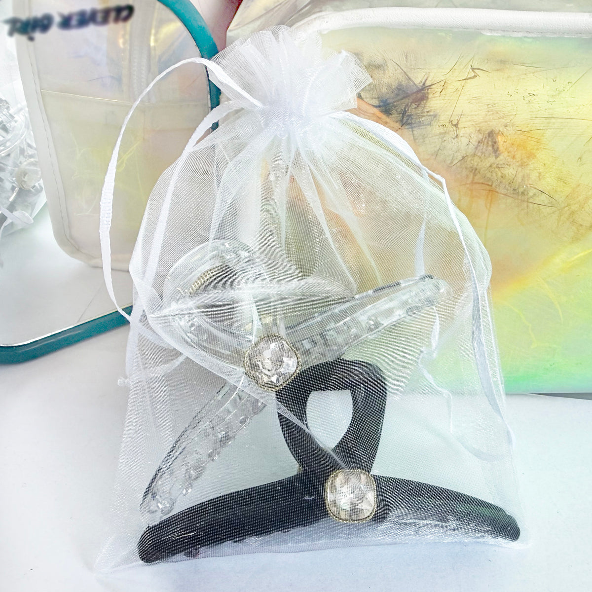 Sparkling Crystal Hair Claw Clips - 4.3" Large Non-Slip Butterfly Hair Clamps (2-Pack)