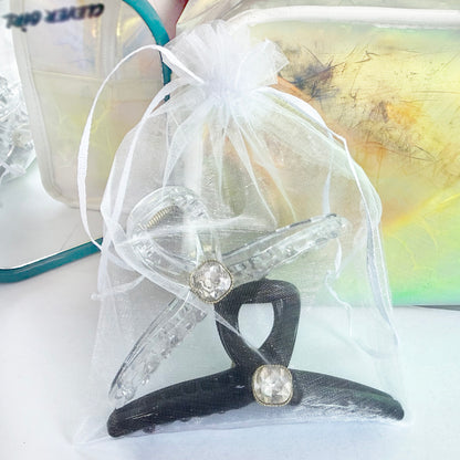 Sparkling Crystal Hair Claw Clips - 4.3" Large Non-Slip Butterfly Hair Clamps (2-Pack)
