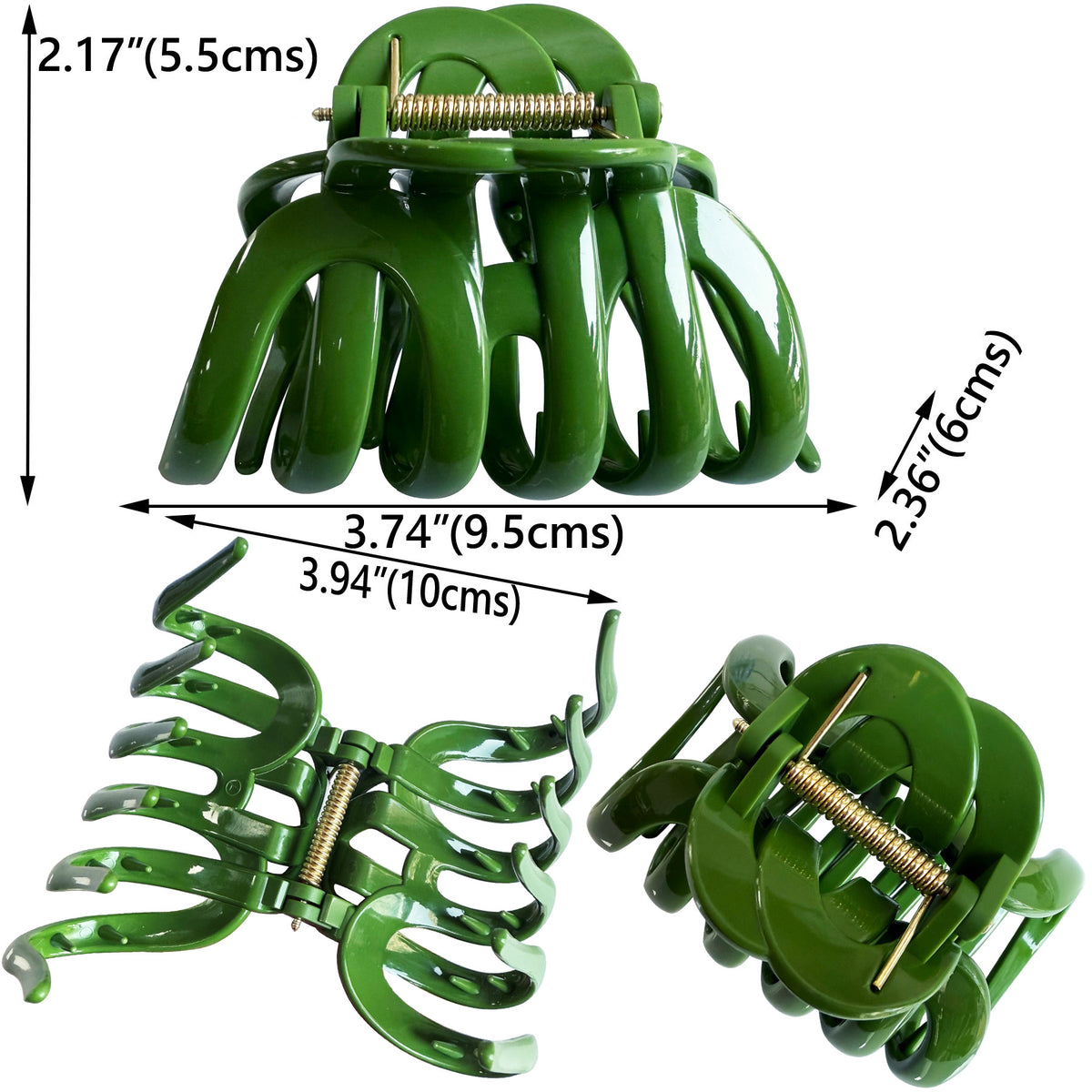 Large Octopus Hair Claw Clips - 3.74" Non-Slip Hair Barrettes for Thick Hair (4-Pack with Gift Bag, Midnight Navy, Forest Olive, Peacock Teal & Periwinkle Blue)