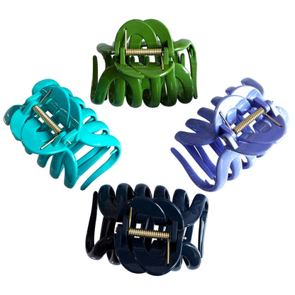 Large Octopus Hair Claw Clips - 3.74" Non-Slip Hair Barrettes for Thick Hair (4-Pack with Gift Bag, Midnight Navy, Forest Olive, Peacock Teal & Periwinkle Blue)