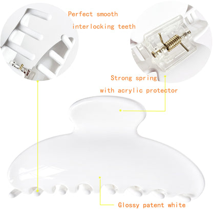 Cellulose Acetate French Hair Claw Clips - 3.35" Medium Arched Barrettes (2-Pack with Gift Pouch, Vintage French Red & Elegant White)