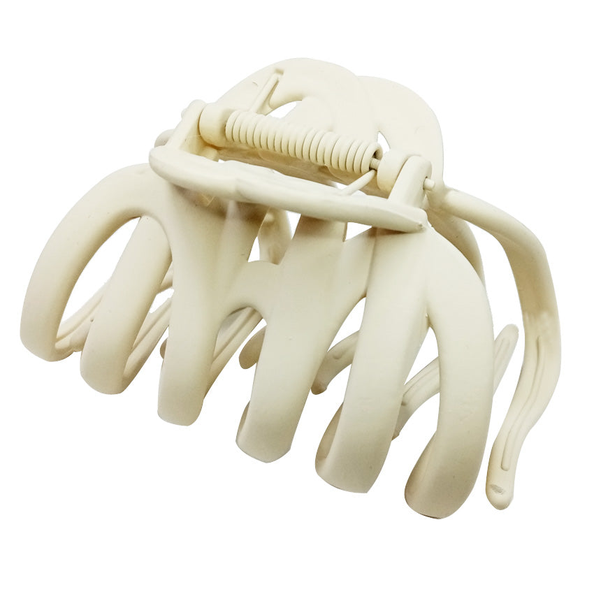 Matte Octopus Hair Claw Clips - 3.94" Large Non-Slip Neutral Hair Barrettes for Thick Hair (4-Pack, Matte Black, Brown, Beige & Cream)