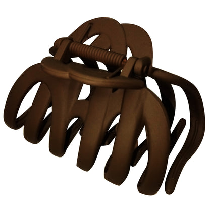 Matte Octopus Hair Claw Clips - 3.94" Large Non-Slip Neutral Hair Barrettes for Thick Hair (4-Pack, Matte Black, Brown, Beige & Cream)
